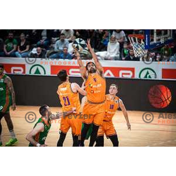 Venkatesha Jois in action during Spar Cup finals basketball match between Cedevita Olimpija and Helios Suns in Kodeljevo, Ljubljana, Slovenia on February 18, 2022. Photo: Jure Banfi/www.alesfevzer.com