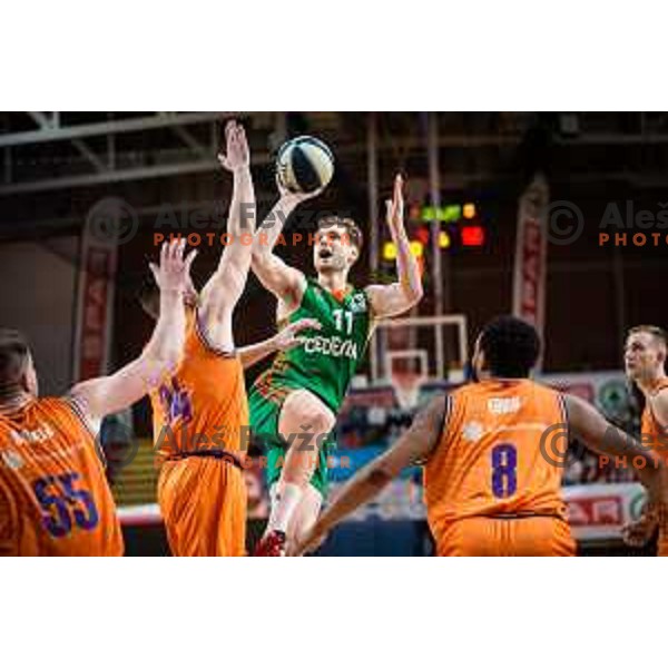 Jaka Blazic in action during Spar Cup finals basketball match between Cedevita Olimpija and Helios Suns in Kodeljevo, Ljubljana, Slovenia on February 18, 2022. Photo: Jure Banfi/www.alesfevzer.com