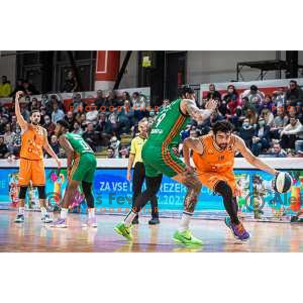 in action during Spar Cup finals basketball match between Cedevita Olimpija and Helios Suns in Kodeljevo, Ljubljana, Slovenia on February 18, 2022. Photo: Jure Banfi/www.alesfevzer.com