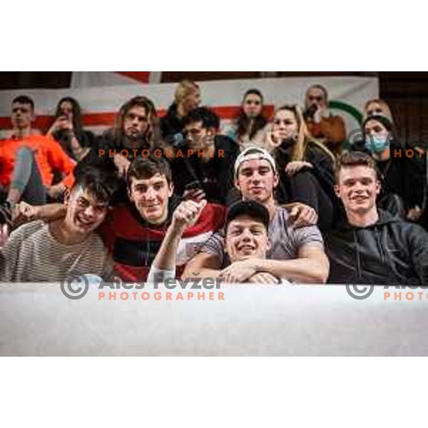 Fans during Spar Cup finals basketball match between Cedevita Olimpija and Helios Suns in Kodeljevo, Ljubljana, Slovenia on February 18, 2022. Photo: Jure Banfi/www.alesfevzer.com