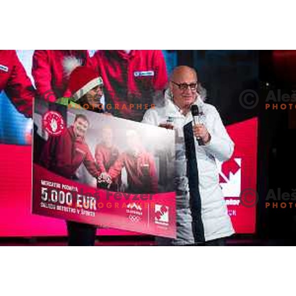 Bogdan Gabrovec at Beijing 2022 Olympic medalists reception held by Olympic Committee of Slovenia in Kranjska Gora, Slovenia on February 18, 2022
