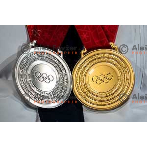 at Beijing 2022 Olympic medalists reception held by Olympic Committee of Slovenia in Kranjska Gora, Slovenia on February 18, 2022