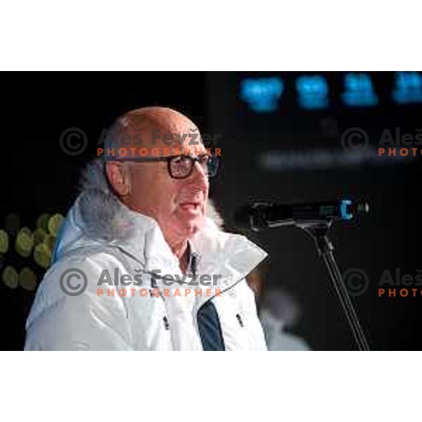 Bogdan Gabrovec at Beijing 2022 Olympic medalists reception held by Olympic Committee of Slovenia in Kranjska Gora, Slovenia on February 18, 2022