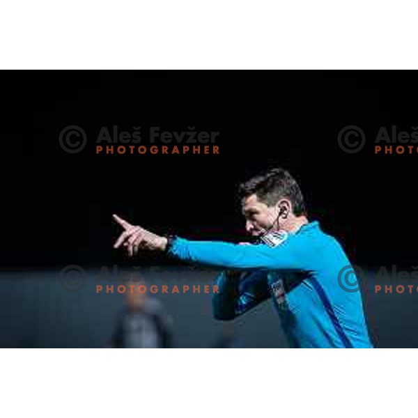 Referee Matej Jug during Prva liga Telemach football match between Aluminij and Mura in Sportni park Kidricevo, Slovenia, on February 19, 2022. Photo: Jure Banfi/www.alesfevzer.com