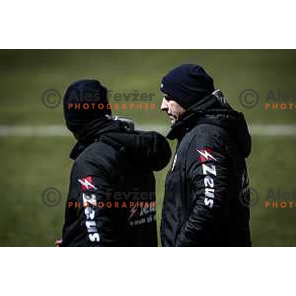 Oskar Drobne, head coach of Aluminij during Prva liga Telemach football match between Aluminij and Mura in Sportni park Kidricevo, Slovenia, on February 19, 2022. Photo: Jure Banfi/www.alesfevzer.com