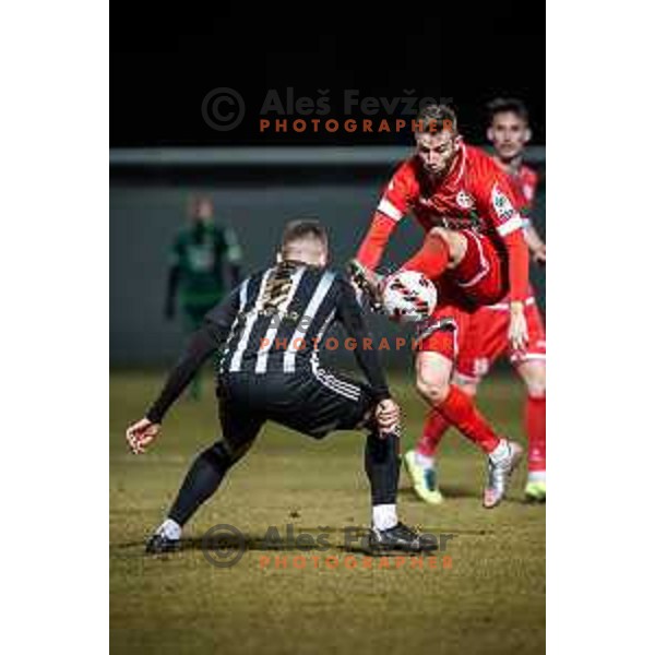 in action during Prva liga Telemach football match between Aluminij and Mura in Sportni park Kidricevo, Slovenia, on February 19, 2022. Photo: Jure Banfi/www.alesfevzer.com