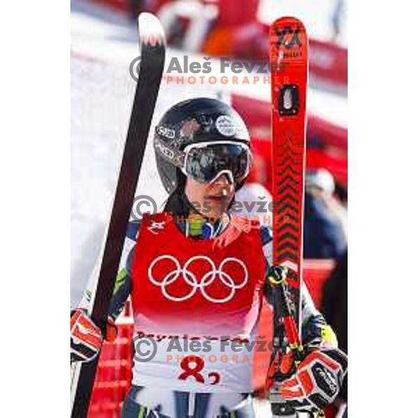 Tina Robnik Of Slovenia competes in Mix Team Parallel race in Yanging National Alpine Centre, Beijing 2022 Winter Olympic Games, China on February 20, 2022