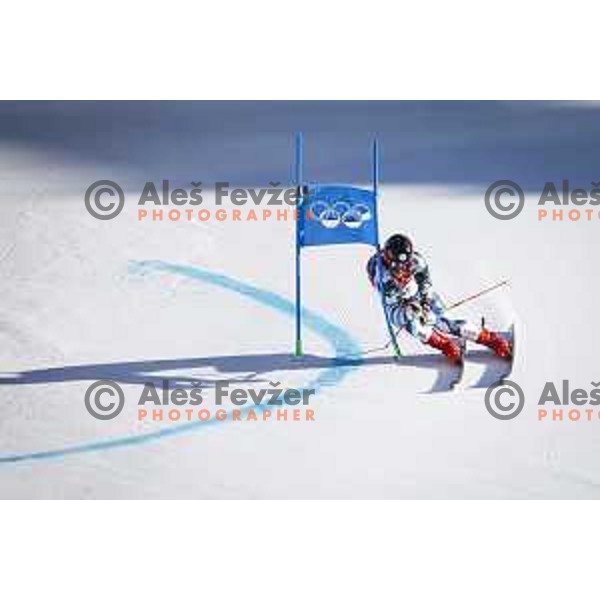 Miha Hrobat Of Slovenia competes in Mix Team Parallel race in Yanging National Alpine Centre, Beijing 2022 Winter Olympic Games, China on February 20, 2022