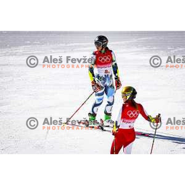 Tina Robnik Of Slovenia competes in Mix Team Parallel race in Yanging National Alpine Centre, Beijing 2022 Winter Olympic Games, China on February 20, 2022