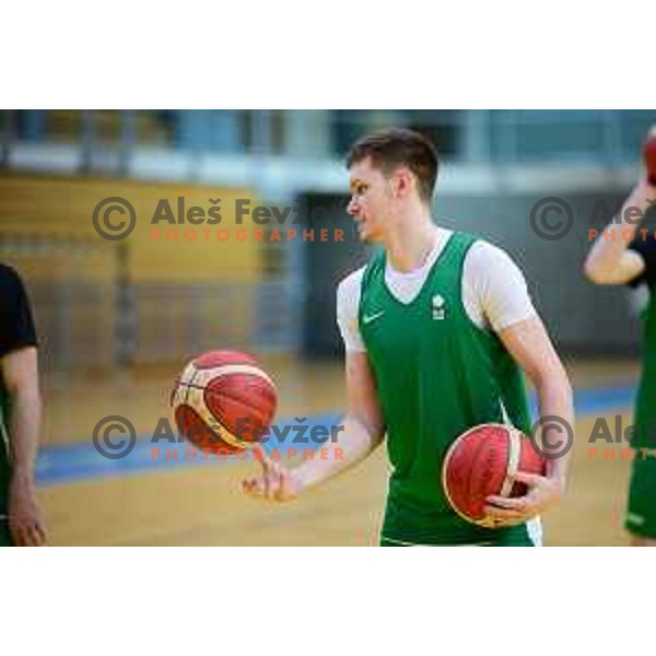 Gregor Glas of Slovenia National basketball team during practice session in Koper on February 21, 2022