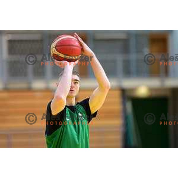 Ziga Samar of Slovenia National basketball team during practice session in Koper on February 21, 2022