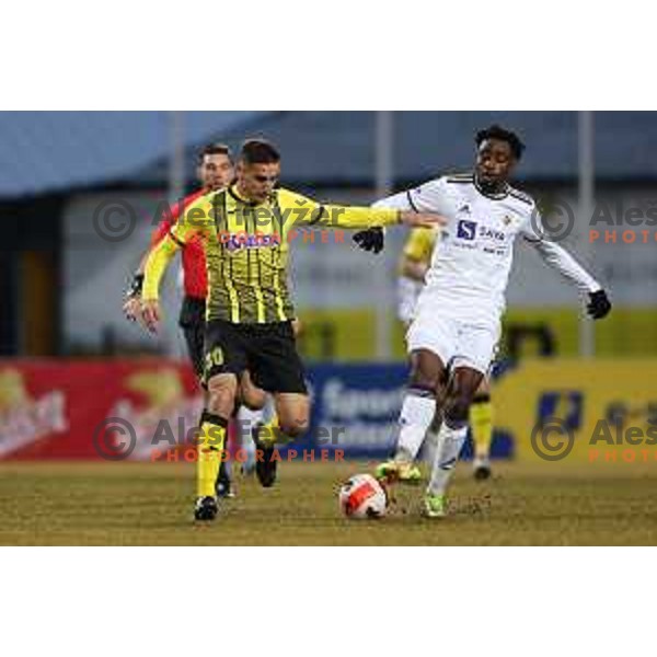 in action during Prva Liga Telemach 2021-2022 football match between Kalcer Radomlje and Maribor in Domzale, Slovenia on February 21, 2022