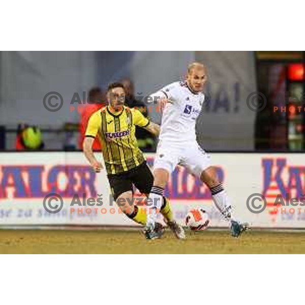 Ognjen Mudrinski in action during Prva Liga Telemach 2021-2022 football match between Kalcer Radomlje and Maribor in Domzale, Slovenia on February 21, 2022