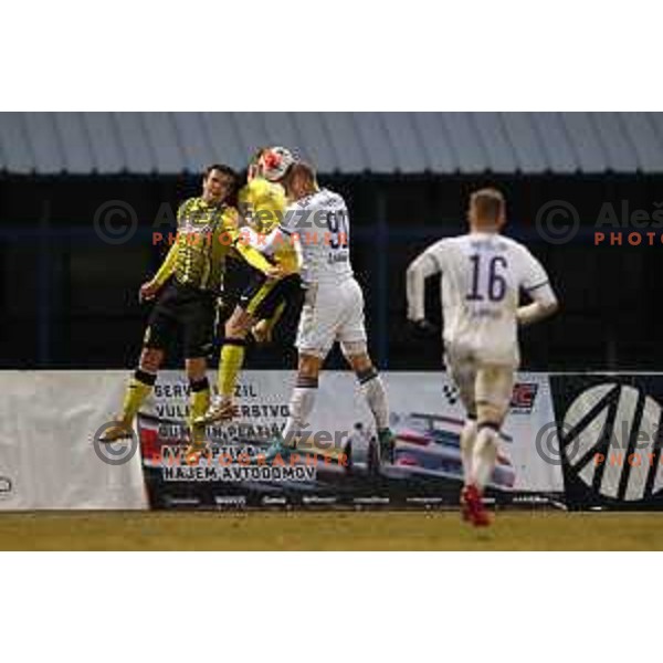 Ognjen Mudrinski in action during Prva Liga Telemach 2021-2022 football match between Kalcer Radomlje and Maribor in Domzale, Slovenia on February 21, 2022