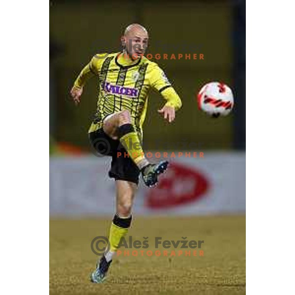 in action during Prva Liga Telemach 2021-2022 football match between Kalcer Radomlje and Maribor in Domzale, Slovenia on February 21, 2022