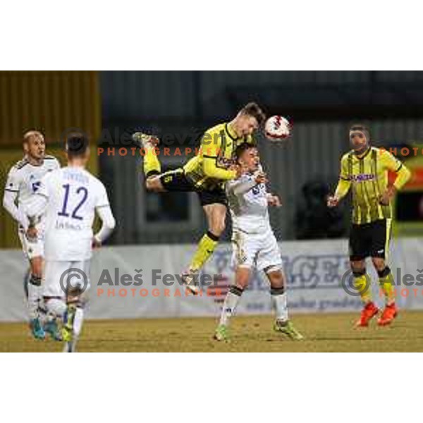 in action during Prva Liga Telemach 2021-2022 football match between Kalcer Radomlje and Maribor in Domzale, Slovenia on February 21, 2022