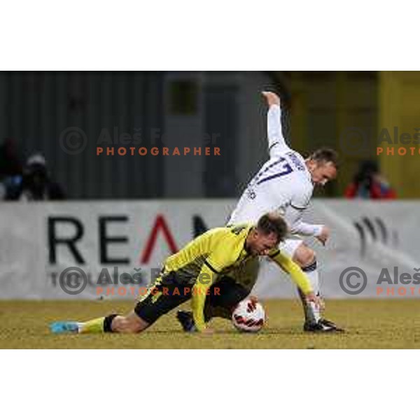 Djordje Ivanovic in action during Prva Liga Telemach 2021-2022 football match between Kalcer Radomlje and Maribor in Domzale, Slovenia on February 21, 2022