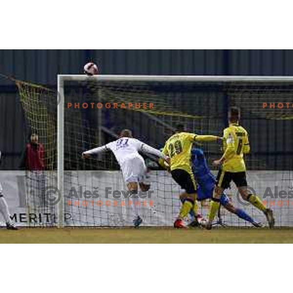 Ognjen Mudrinski in action during Prva Liga Telemach 2021-2022 football match between Kalcer Radomlje and Maribor in Domzale, Slovenia on February 21, 2022