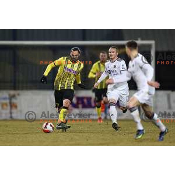 in action during Prva Liga Telemach 2021-2022 football match between Kalcer Radomlje and Maribor in Domzale, Slovenia on February 21, 2022