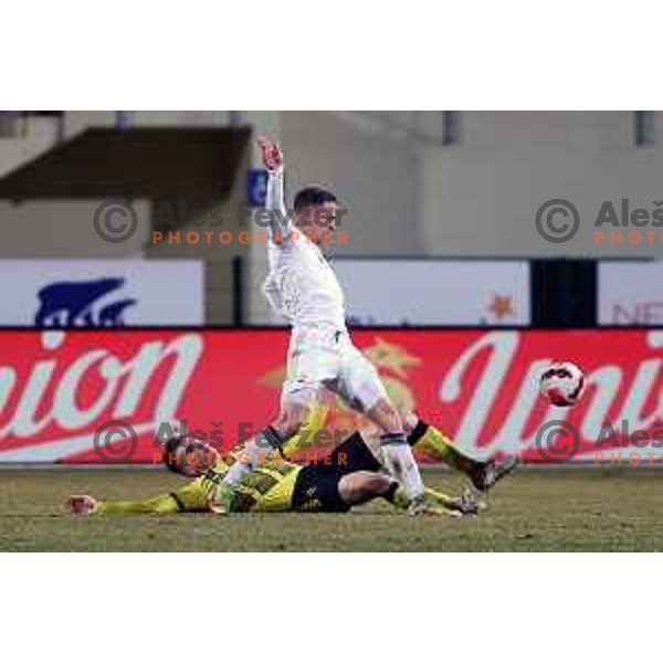 in action during Prva Liga Telemach 2021-2022 football match between Kalcer Radomlje and Maribor in Domzale, Slovenia on February 21, 2022