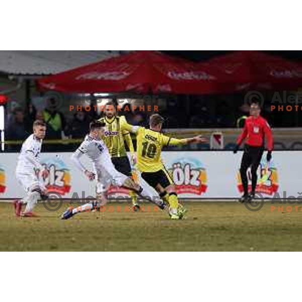 in action during Prva Liga Telemach 2021-2022 football match between Kalcer Radomlje and Maribor in Domzale, Slovenia on February 21, 2022