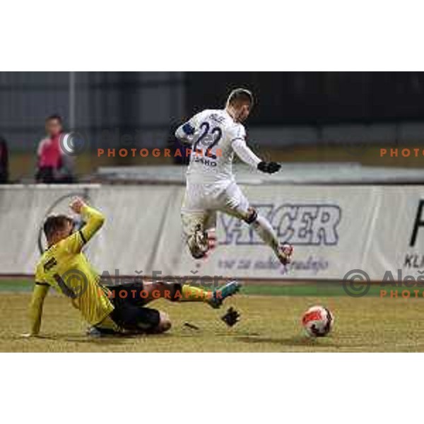 Martin Milec in action during Prva Liga Telemach 2021-2022 football match between Kalcer Radomlje and Maribor in Domzale, Slovenia on February 21, 2022