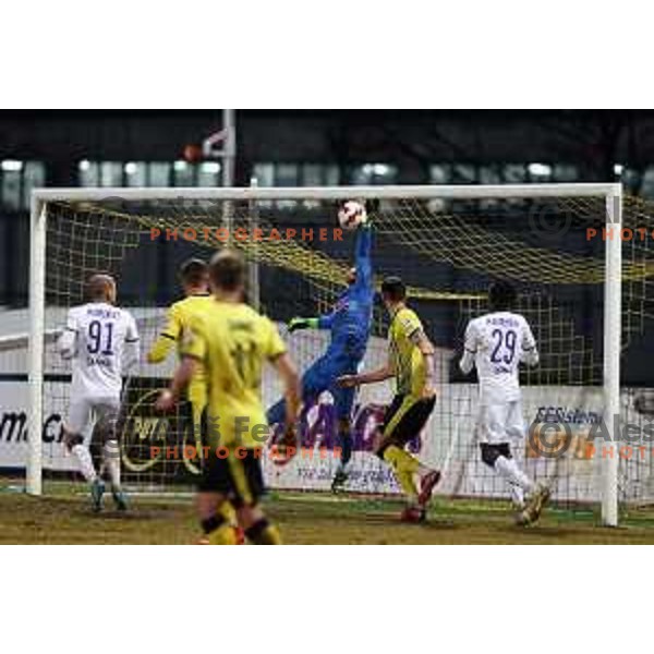 in action during Prva Liga Telemach 2021-2022 football match between Kalcer Radomlje and Maribor in Domzale, Slovenia on February 21, 2022