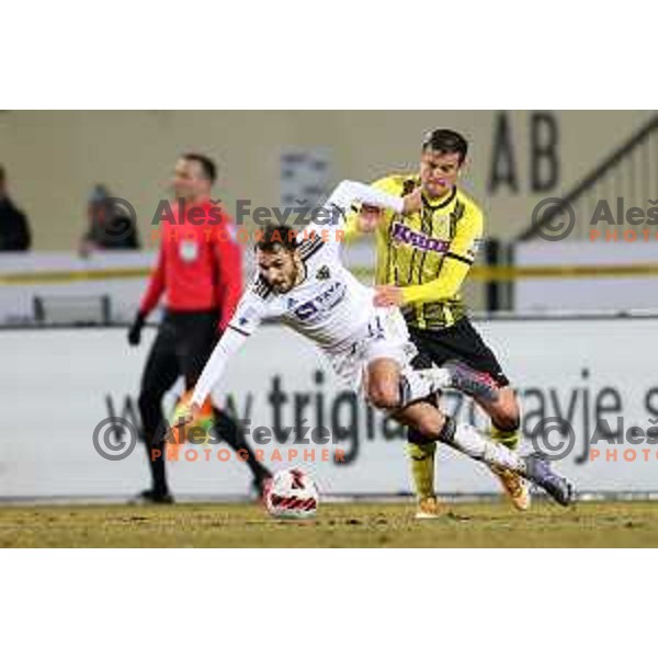 in action during Prva Liga Telemach 2021-2022 football match between Kalcer Radomlje and Maribor in Domzale, Slovenia on February 21, 2022