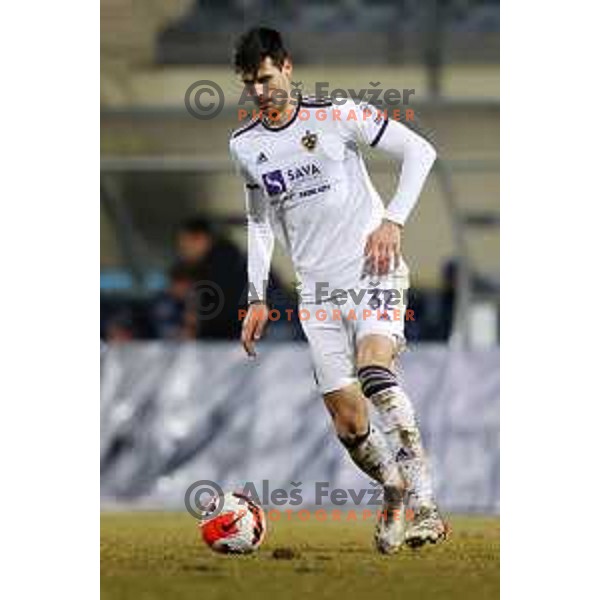 in action during Prva Liga Telemach 2021-2022 football match between Kalcer Radomlje and Maribor in Domzale, Slovenia on February 21, 2022