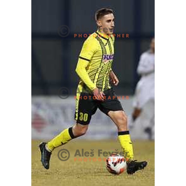 in action during Prva Liga Telemach 2021-2022 football match between Kalcer Radomlje and Maribor in Domzale, Slovenia on February 21, 2022