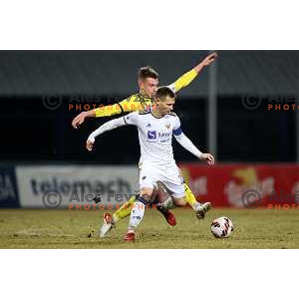 Martin Milec in action during Prva Liga Telemach 2021-2022 football match between Kalcer Radomlje and Maribor in Domzale, Slovenia on February 21, 2022