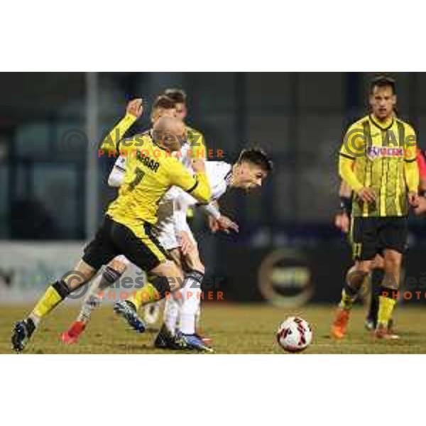 in action during Prva Liga Telemach 2021-2022 football match between Kalcer Radomlje and Maribor in Domzale, Slovenia on February 21, 2022