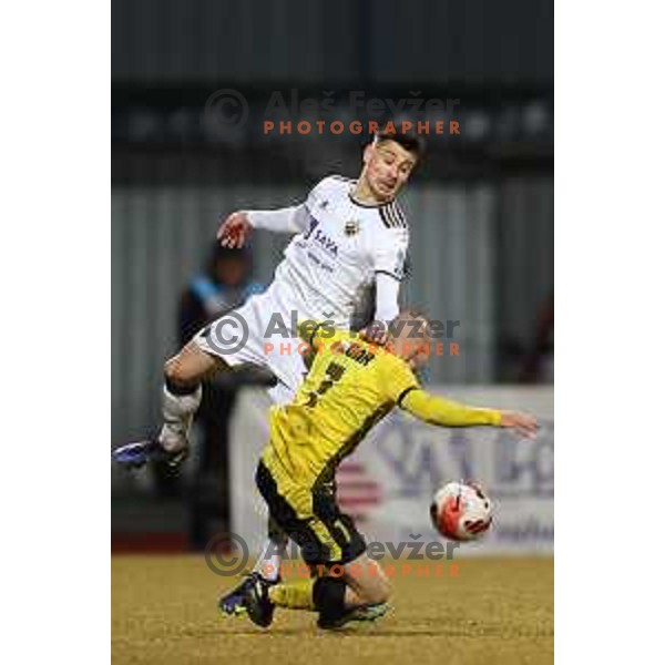 in action during Prva Liga Telemach 2021-2022 football match between Kalcer Radomlje and Maribor in Domzale, Slovenia on February 21, 2022