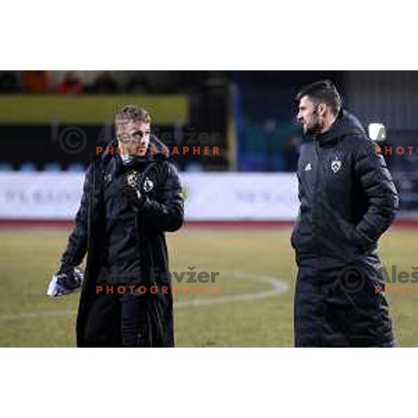 Jan Repas and Rok Kronaveter during Prva Liga Telemach 2021-2022 football match between Kalcer Radomlje and Maribor in Domzale, Slovenia on February 21, 2022