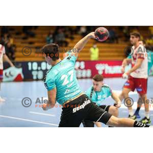 Peter Sisko in action during EHF European league match between Gorenje Velenje and BM Logrono La Rioja in Velenje, Slovenia on February 22, 2022