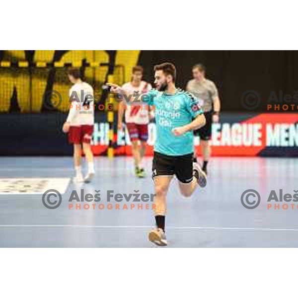 Kenan Pajt in action during EHF European league match between Gorenje Velenje and BM Logrono La Rioja in Velenje, Slovenia on February 22, 2022