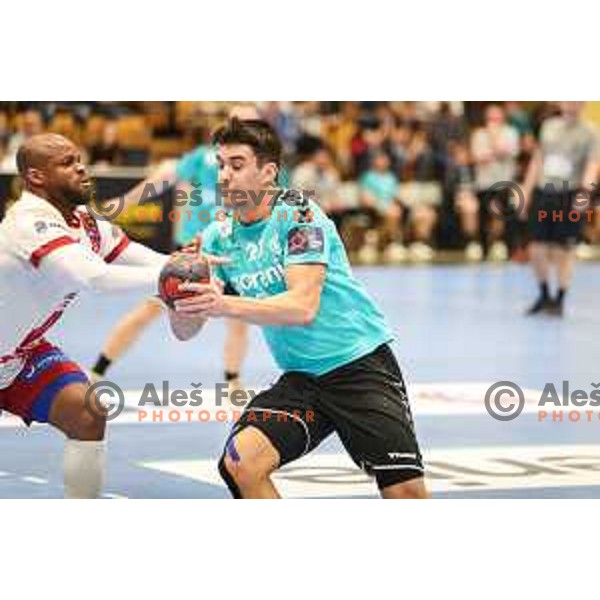 Peter Sisko in action during EHF European league match between Gorenje Velenje and BM Logrono La Rioja in Velenje, Slovenia on February 22, 2022