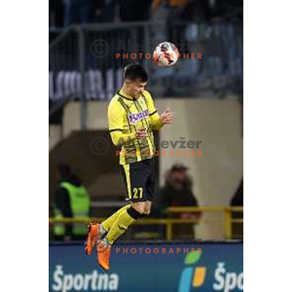 in action during Prva Liga Telemach 2021-2022 football match between Kalcer Radomlje and Maribor in Domzale, Slovenia on February 21, 2022