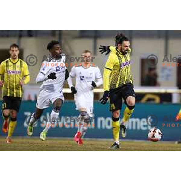 in action during Prva Liga Telemach 2021-2022 football match between Kalcer Radomlje and Maribor in Domzale, Slovenia on February 21, 2022