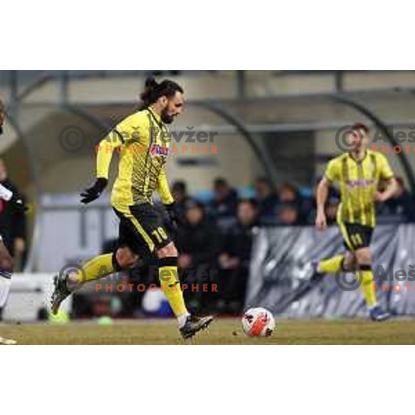 in action during Prva Liga Telemach 2021-2022 football match between Kalcer Radomlje and Maribor in Domzale, Slovenia on February 21, 2022