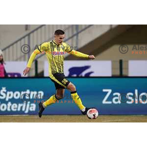 in action during Prva Liga Telemach 2021-2022 football match between Kalcer Radomlje and Maribor in Domzale, Slovenia on February 21, 2022