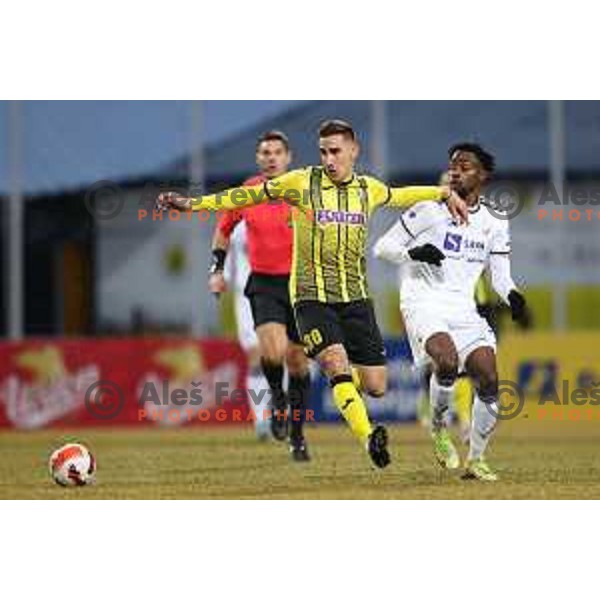 in action during Prva Liga Telemach 2021-2022 football match between Kalcer Radomlje and Maribor in Domzale, Slovenia on February 21, 2022