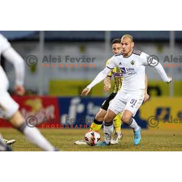 Ognjen Mudrinski during Prva Liga Telemach 2021-2022 football match between Kalcer Radomlje and Maribor in Domzale, Slovenia on February 21, 2022