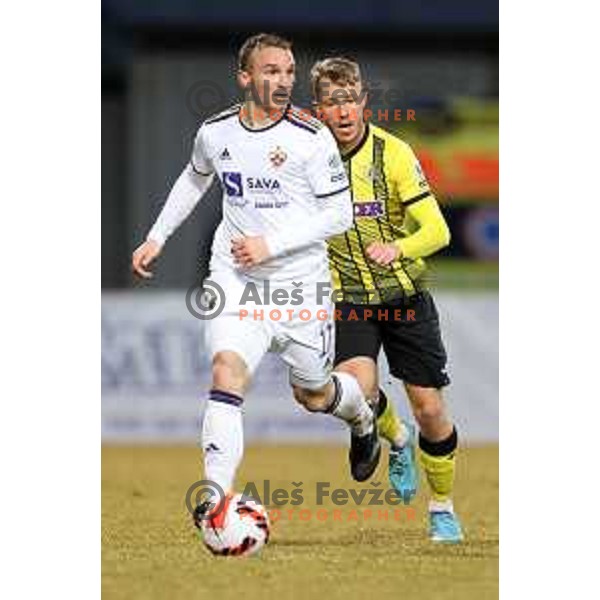 Djordje Ivanovic in action during Prva Liga Telemach 2021-2022 football match between Kalcer Radomlje and Maribor in Domzale, Slovenia on February 21, 2022