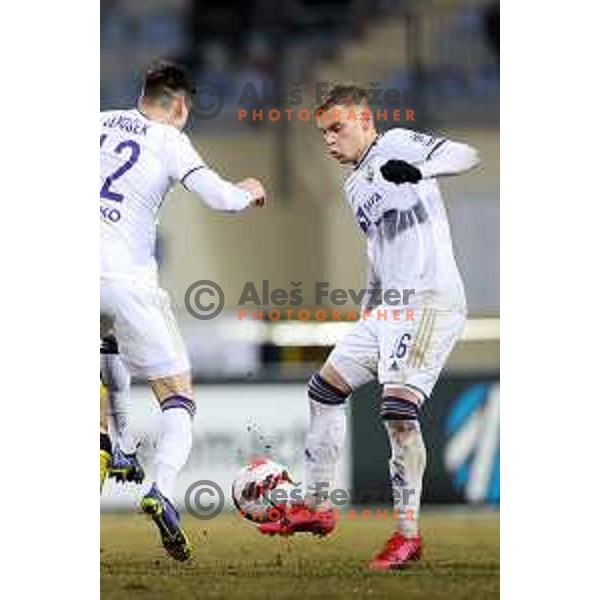 in action during Prva Liga Telemach 2021-2022 football match between Kalcer Radomlje and Maribor in Domzale, Slovenia on February 21, 2022
