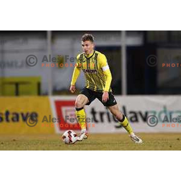 in action during Prva Liga Telemach 2021-2022 football match between Kalcer Radomlje and Maribor in Domzale, Slovenia on February 21, 2022