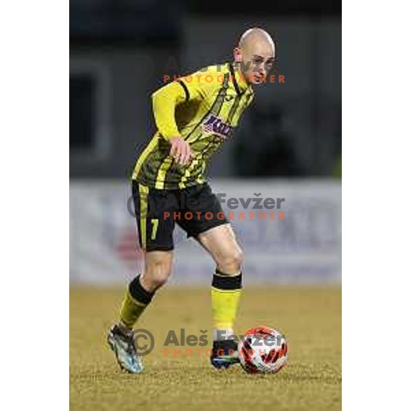 in action during Prva Liga Telemach 2021-2022 football match between Kalcer Radomlje and Maribor in Domzale, Slovenia on February 21, 2022