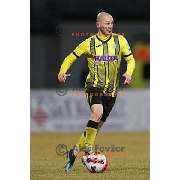 in action during Prva Liga Telemach 2021-2022 football match between Kalcer Radomlje and Maribor in Domzale, Slovenia on February 21, 2022