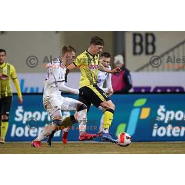 in action during Prva Liga Telemach 2021-2022 football match between Kalcer Radomlje and Maribor in Domzale, Slovenia on February 21, 2022