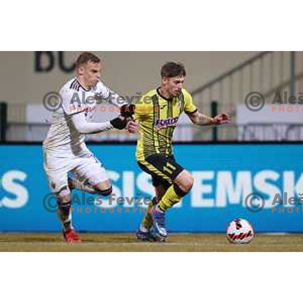 in action during Prva Liga Telemach 2021-2022 football match between Kalcer Radomlje and Maribor in Domzale, Slovenia on February 21, 2022